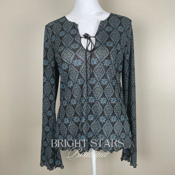 Rare Vintage Semi Sheer Print Top ASO Willow Rosenberg BtVS Y2K Boho Buffy - Picture 4 of 9